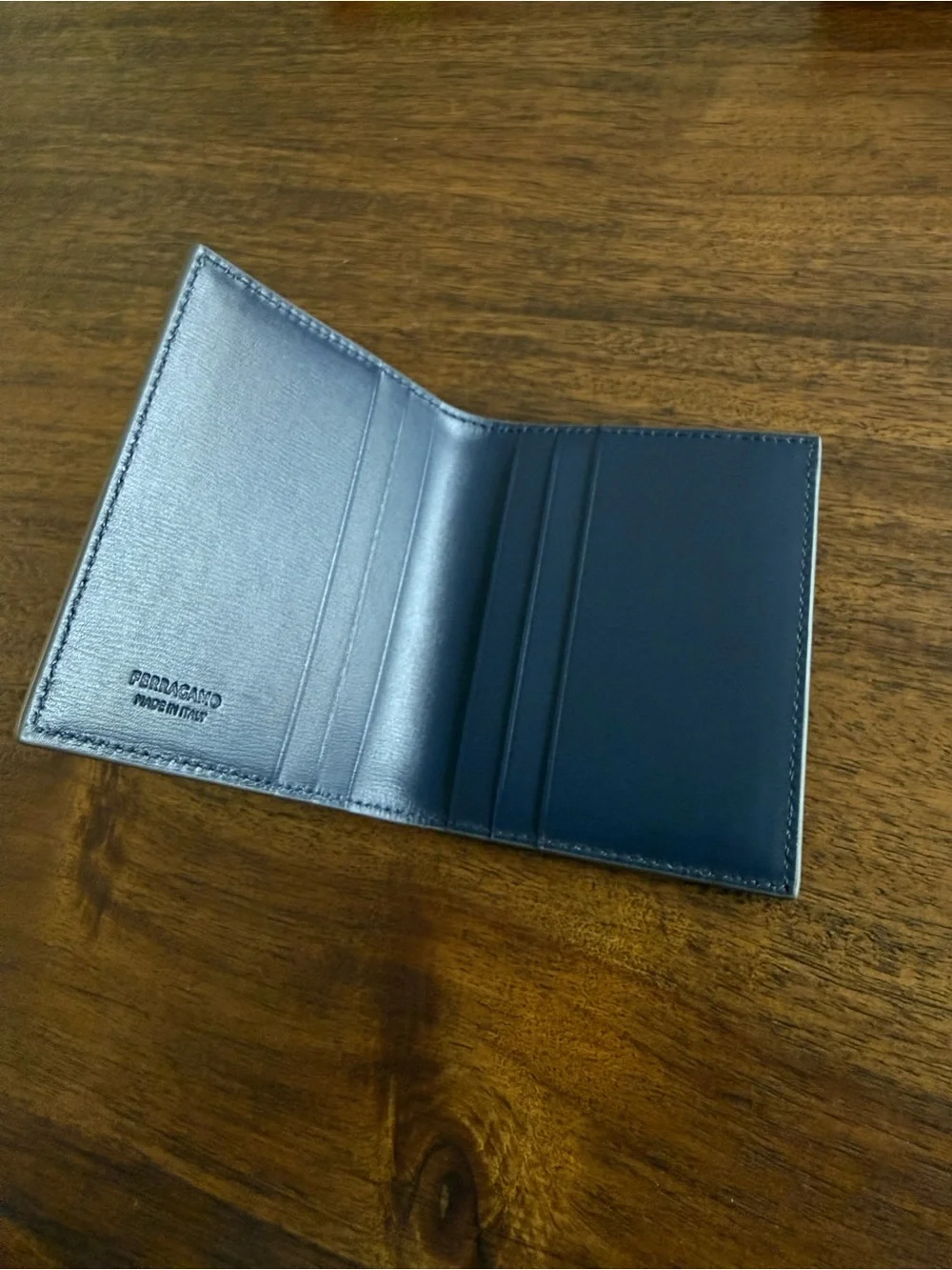 Salvatore Ferragamo Gray Leather Card & Key Holder